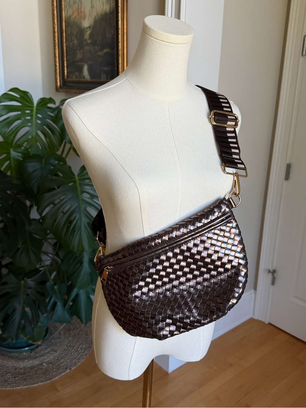 Pretty Simple Metallic Woven Crossbody Bum Bag